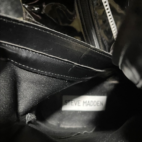 Steve Madden Black Heeled Boots with Rhinestone Trim - Picture 2 of 8